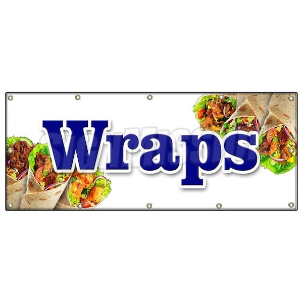 WRAPS BANNER SIGN panini breakfast dinner lunch sandwich chicken food